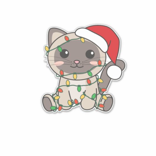 猫クリスマス冬の動物たち シール (正面)
