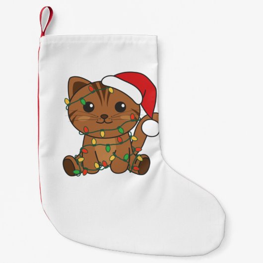 猫クリスマス冬の動物たち スモールクリスマスストッキング (正面)