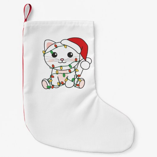 猫クリスマス冬の動物たち スモールクリスマスストッキング (正面)