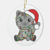 猫クリスマス冬の動物たち セラミックオーナメント (左)