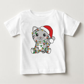 猫クリスマス冬の動物たち ベビーTシャツ