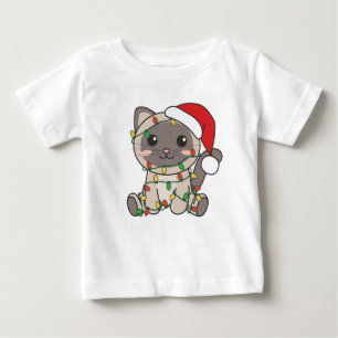 猫クリスマス冬の動物たち ベビーTシャツ