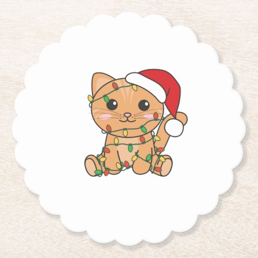猫クリスマス冬の動物たち ペーパーコースター (正面)