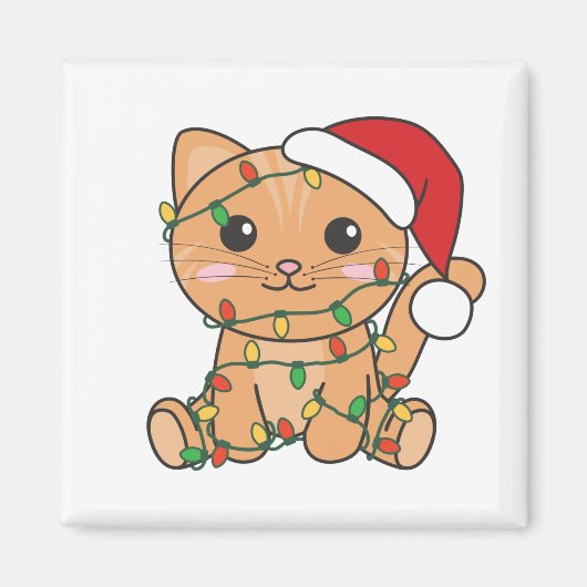 猫クリスマス冬の動物たち マグネット (正面)