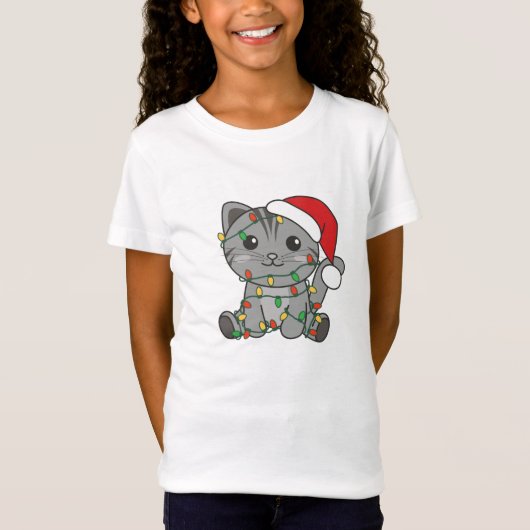 猫クリスマス冬の動物たち Tシャツ (正面)