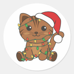 猫クリスマス冬の動物の猫クラシックラウンドセント ラウンドシール