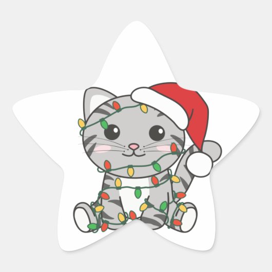猫クリスマス冬の動物キャッツスターシール 星シール (正面)