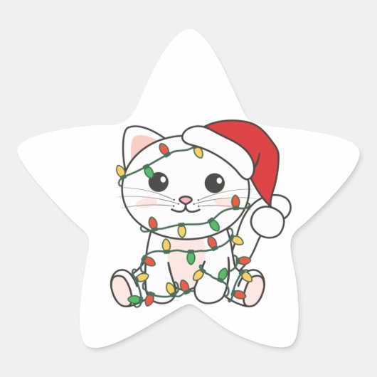 猫クリスマス冬の動物キャッツスターシール 星シール (正面)