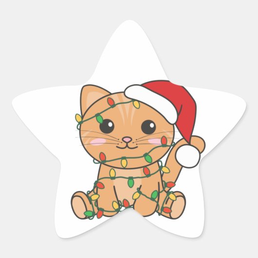 猫クリスマス冬の動物キャッツスターシール 星シール (正面)