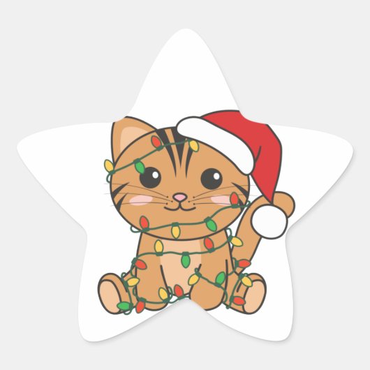 猫クリスマス冬の動物キャッツスターシール 星シール (正面)