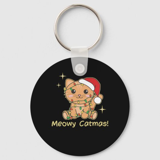 猫クリスマス動物かわいい猫たちクリスマス キーホルダー (正面)