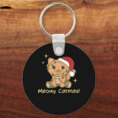 猫クリスマス動物かわいい猫たちクリスマス キーホルダー (正面)