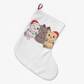 猫クリスマス動物かわいい猫の休日 ラージクリスマスストッキング (正面 (吊り時))