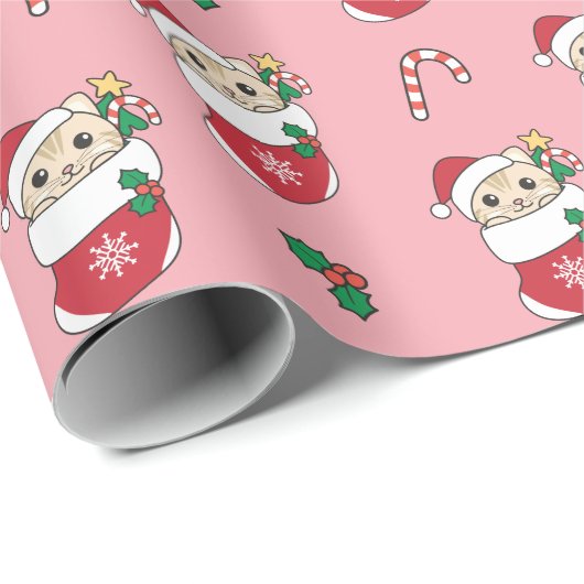 猫クリスマス雪の冬の動物の猫の休日 ラッピングペーパー (ロールコーナー)