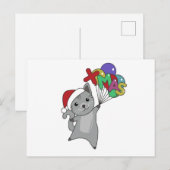 猫クリスマス雪の冬の動物 ポストカード (正面/裏面)