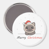 猫クリスマス雪の冬の動物 マグネット (正面/裏面)