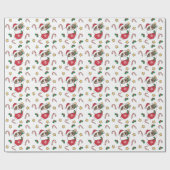 猫クリスマス雪の冬の動物 ラッピングペーパー (フラット)