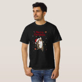 猫クリスマス雪の冬の動物 Tシャツ (正面フル)