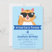 猫クールおもしろい可愛い子ども誕生日 招待状 (正面)