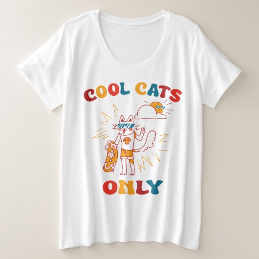 猫クールのみ プラスサイズTシャツ (デザイン正面)