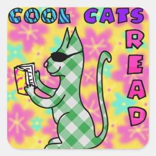 猫クールの読奨励金のステッカー スクエアシール