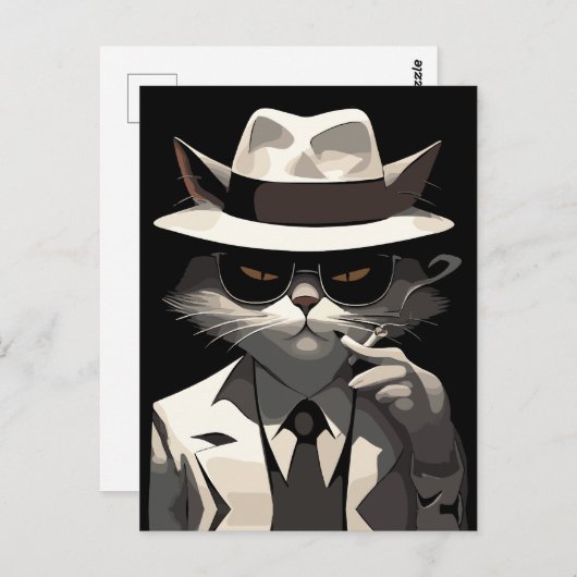 猫クールノワール:サベとミステリアスな猫 ポストカード (正面/裏面)
