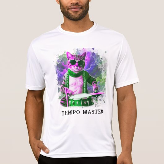 *~*猫クールヒッパイドラマーAP91パーカッショニスト Tシャツ (正面)