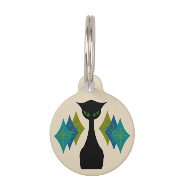 猫クールミッドセンチュリーモダンペット名タグ ペット　ネームタグ (正面)