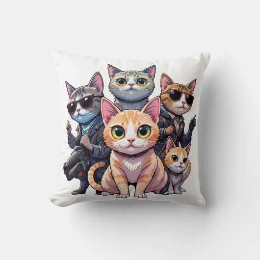 「猫クール分隊レトロ集団 クッション (正面)