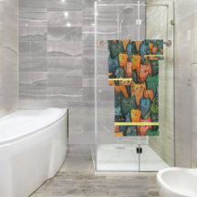 猫クール水彩カラフルタオル