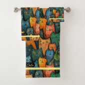 猫クール水彩カラフルタオル バスタオルセット (インサイチュ)