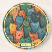 猫クール漫画カラフル コースター (正面)