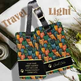 猫クール漫画カラフル ラゲッジタグ