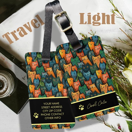 猫クール漫画カラフル ラゲッジタグ