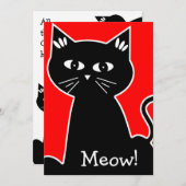 猫クール誕生会 – 黒猫マンガ 招待状 (正面/裏面)
