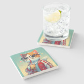 猫クール飲みボバ ストーンコースター (横)