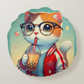 猫クール飲みボバ ラウンドクッション (裏面)