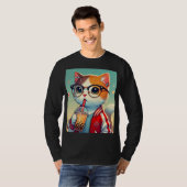 猫クール飲みボバ Tシャツ (正面フル)