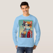猫クール飲みボバ Tシャツ (正面フル)