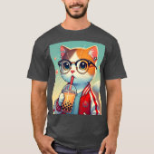 猫クール飲みボバ Tシャツ (正面)