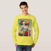 猫クール飲みボバ Tシャツ (正面フル)