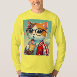 猫クール飲みボバ Tシャツ