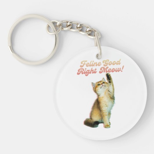 猫グッドライトミューおもしろい猫引用文かわいい子猫 キーホルダー (正面)