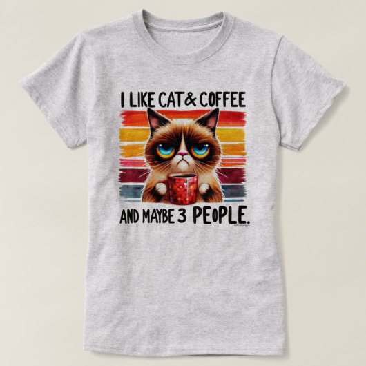 猫グラフィックTシャツ - 私の猫、コーヒー、そして3 Tシャツ (デザイン正面)