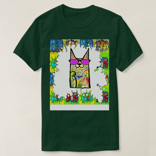 猫グラフィティクールー Tシャツ (デザイン正面)
