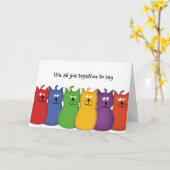 猫グループの誕生日おめでとう　回復お祈り　祝賀　幸運を祈る カード (黄色い花)