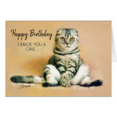 猫ケおもしろいーキハッピーバースデーグリーティングカード (正面横)