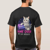 猫ゲーマーギフト - 猫がゲームを制覇 Tシャツ (裏面)