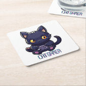 猫ゲーマー スクエアペーパーコースター (アングル)