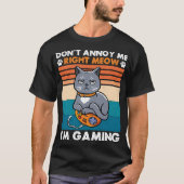 猫ゲーム及び猫好きゲーマー用ゲーム Tシャツ (正面)